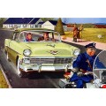 1956 Chevrolet with cop oil painting